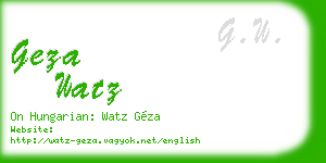 geza watz business card